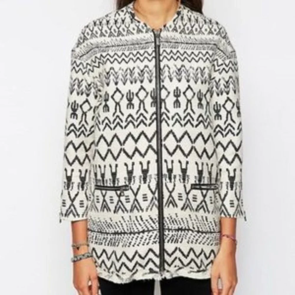 NEW Maison Scotch Scotch & Soda Jolie Vanabonde Aztec Southwest Print Car Coat - Picture 13 of 14